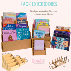 Pack de exhibidores x 4un para agendas, libretas, cuadernos o libros