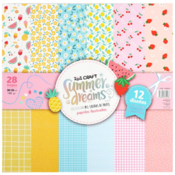 Block con 28 hojas de papeles ilustrados Ibi Craft,  30X30 cms colección: "SUMMER DREAMS"