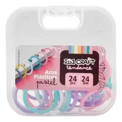 Aros Plasticos 4 Colores Pasteles 24mm X 24 Uds Ibi Craft