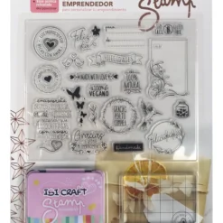 Sello Stamp Emprendedor Base + Almohadilla+ Sellos Ibi Craft Tinta Negro