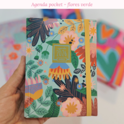 Agenda Pocket Omega- flores verde
