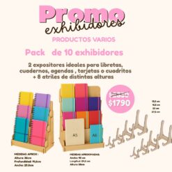 Pack de 10 exhibidores- Agendas, cuadernos, libros , cuadros