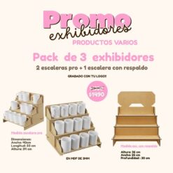 Pack de 3 exhibidores escalera multi proposito