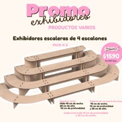 Pack de 3 Exhibidores escaleras de 4 escalones